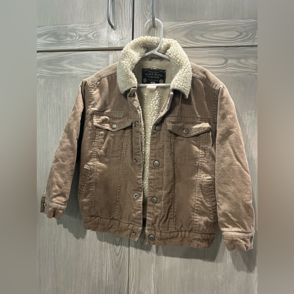 Boys Place Jeans Cord Sherpa Lined Coat Size 5/6